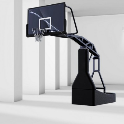 Heavy-Duty Hydraulic Basketball Stand | Adjustable Height Hoop with Custom Logo in Blue/Black