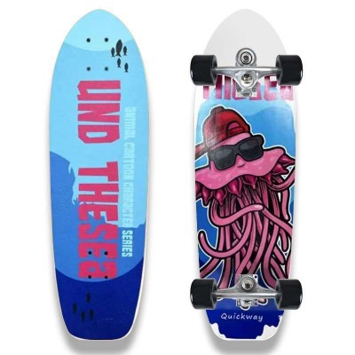 Single Kick 32 Inch Surf Skateboard Lightweight for Carving and Pumping