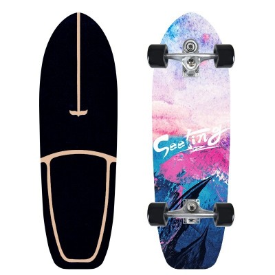 Single Kick 32 Inch Surf Skateboard Lightweight for Carving and Pumping