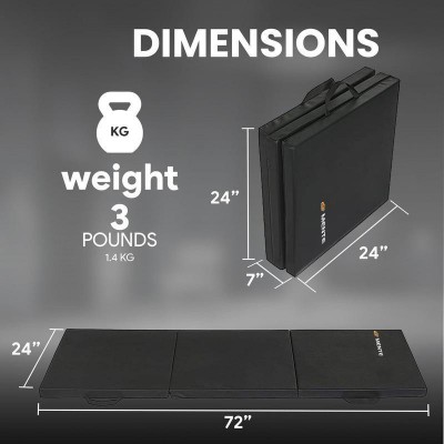 Tri-Fold EVA Gym Mat, Thick Exercise Mat for Home Gym, Yoga, Tumbling & Fitness Training