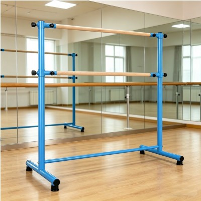Adjustable Double Ballet Barre, Portable Freestanding Dance Bar for Kids Home Studio Training