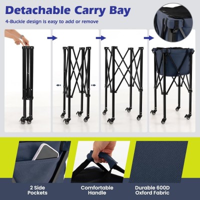 Foldable Tennis Cart Large Capacity Ball Storage for Court Training